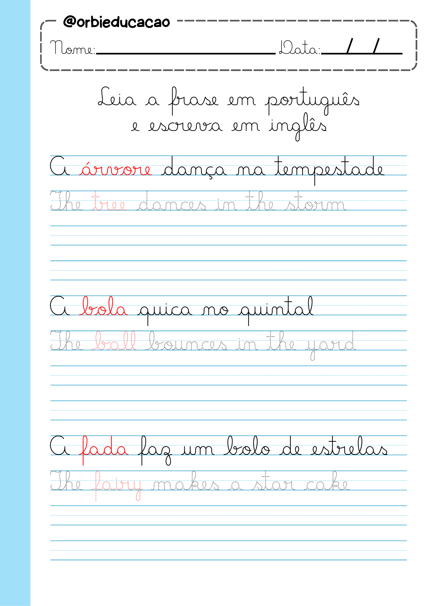 Atividade para treinar o traçado de letras maiúsculas